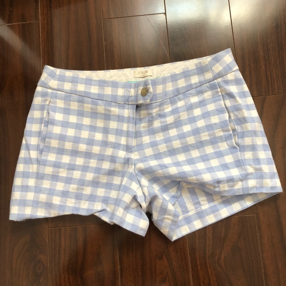 Blue Gingham J Crew Chino Shorts